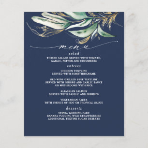 Menu Azul do Marinho da Ramificação Dourada Verd