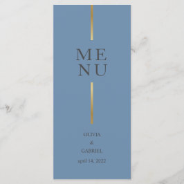 Menu Azul Dourado e preto. Simples janto de casamento m
