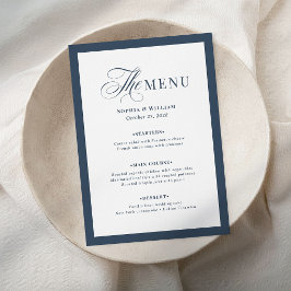 Menu Azul Marinho Elegante e Borda Branca | Luxo Clássi