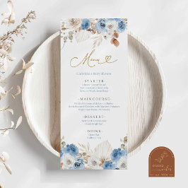 Menu Azul Poeirento Azul Boho Floral
