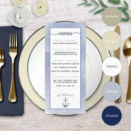 Menu 🌊Azul Poeirento Suave Casamento de Aquarela na Pr