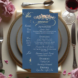 Menu Azul - Rosas, Coração & Obrigado