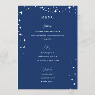 Menu Azul Simples de Casamento Elegante Celestial