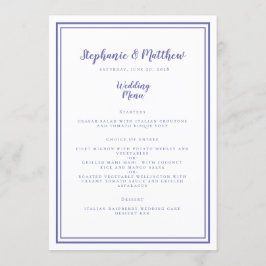 Menu Azul Vinca Moderno Simples Casamento Enmarcado Chi