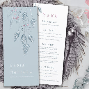 Menu Bagas de grão, cor da água, pó, azul, casamento br