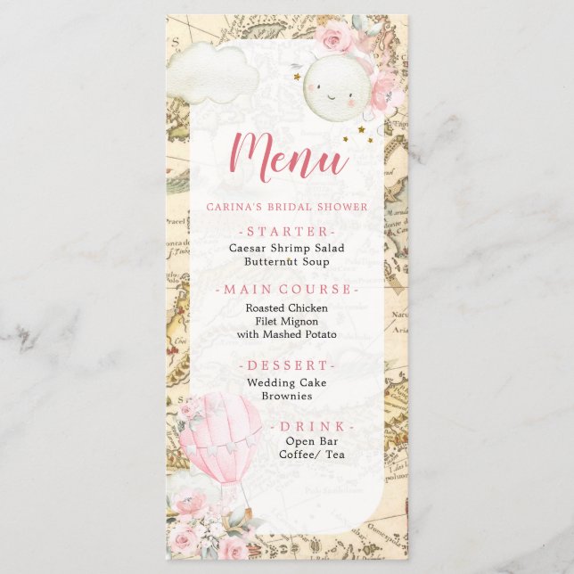 Menu Balão de Ar Rosa Não é um aniversário maravilhoso? (Frente)