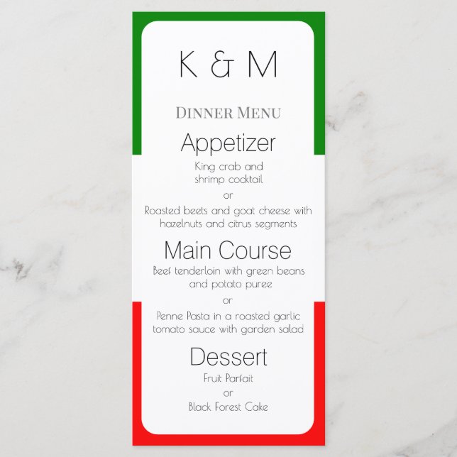 Menu Bandeira da Itália Cores Italianas (Frente)