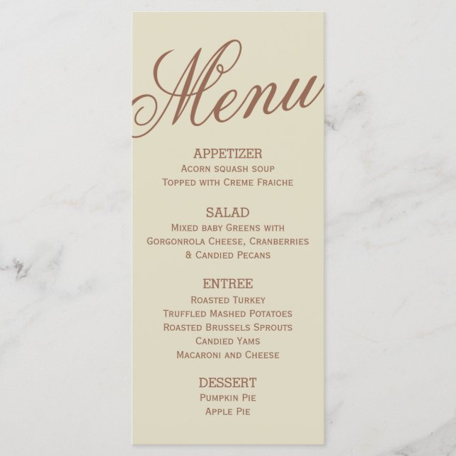 Menu Banquete de Ação de Graças (Frente)