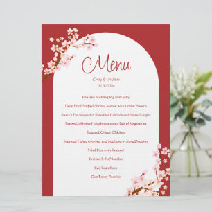 Menu Banquete de aranha florescente de cereja vermelha