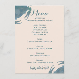 Menu Banquete de caranguejo Caranguejo Azul Aquarela,