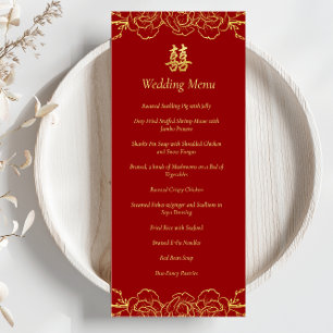 Menu Banquete de casamento chinês de borla floral de ou
