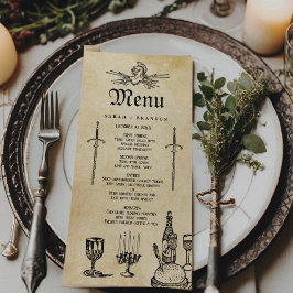 Menu Banquete de Casamento de Fantasia Medieval