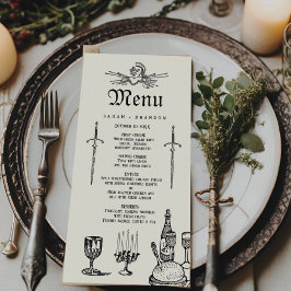 Menu Banquete de Casamento de Fantasia Medieval
