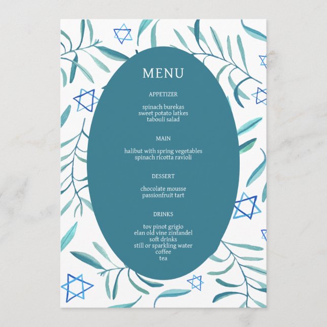 Menu Bar Bat Mitzvah Casamento Judaico Botânicos Person (Frente)