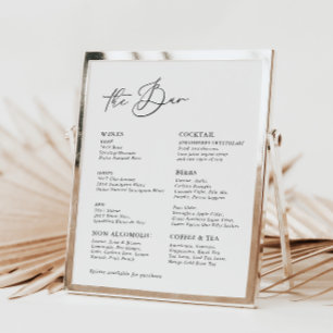 Menu Bar de Casamento da Caligrafia Moderna Branca