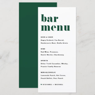 Menu Bar de Casamento da Tipografia Retrorística Verde