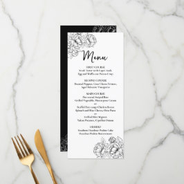 Menu Bar De Casamento Floral De Boho Branco Preto Duplo