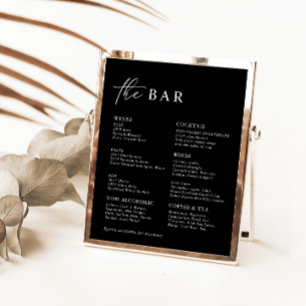 Menu Bar de Casamento Minimalista Moderno Negro