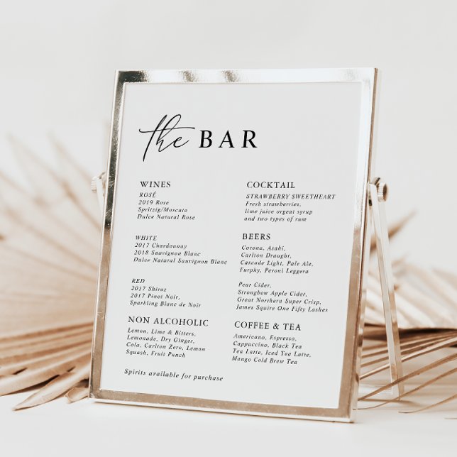 Menu Bar de Casamento Mínimo Moderno Branco (Criador carregado)
