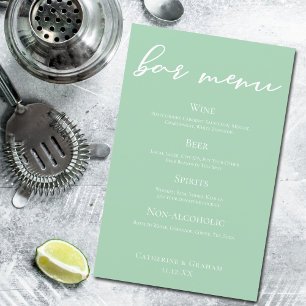 Menu Bar de Casamento Verde da Casa da Casa da Moe