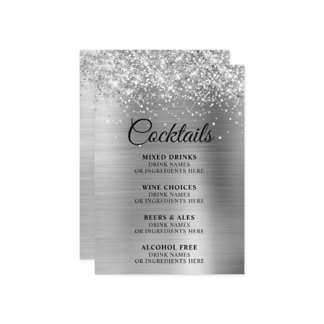 Menu Bar de coquetéis de folhas prateadas (Frente/Verso In Situ)
