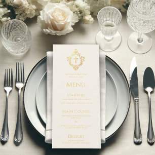 Menu Bátio de Ouro Cruz Cristã Antiga Batismo Marfim