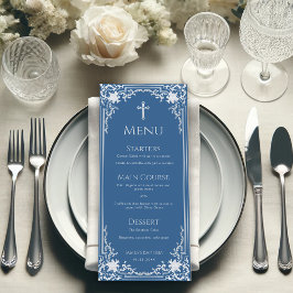 Menu Batismo Clássico Blue Elegante Christening