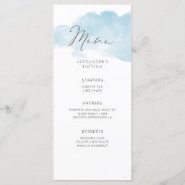 Menu Batismo do bebê minimalista azul