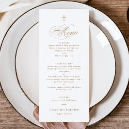 Menu Batismo Elegante Dourado de Cruzamento