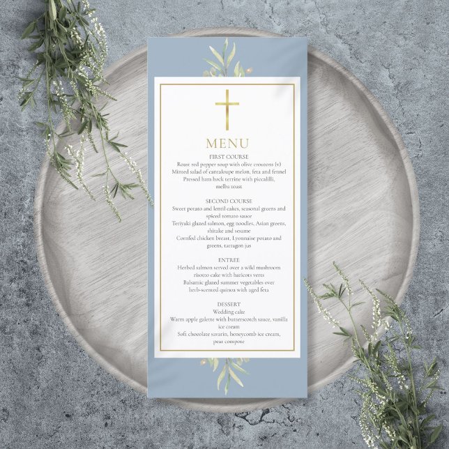 Menu Batismo Primeira Comunhão Confirmação Verdor  (Baptism First Communion Confirmation Greenery Menu)
