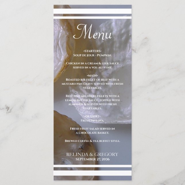 Menu Beach Clams Wedding (Frente)