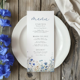 Menu Bebê Azul Em Chá de fraldas De Flor Floral