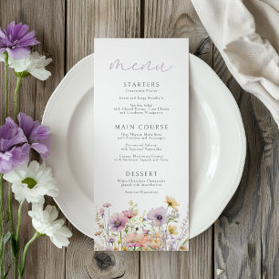 Menu Bebê Roxo Em Chá de fraldas De Flor Floral