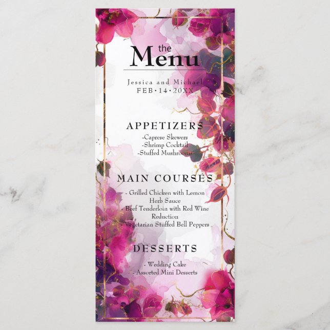 Menu & Beber Encantamento Fuchsia: Cores d'água (Frente)