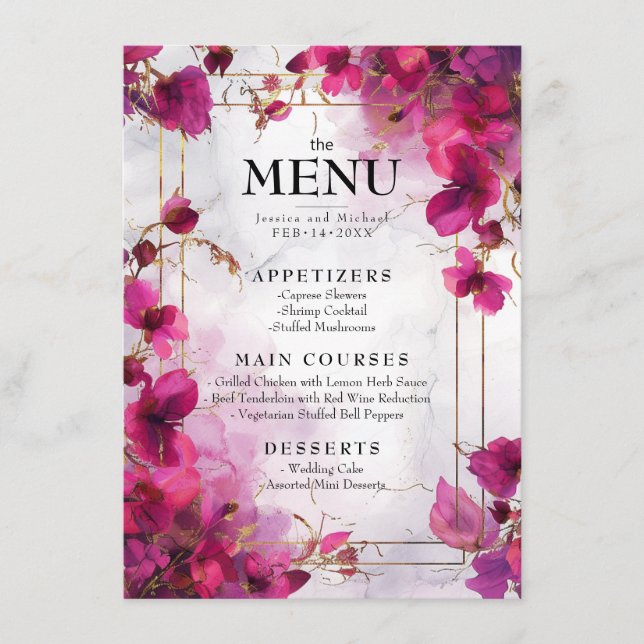 Menu & Beber Encantamento Fuchsia: Cores d'água (Frente)