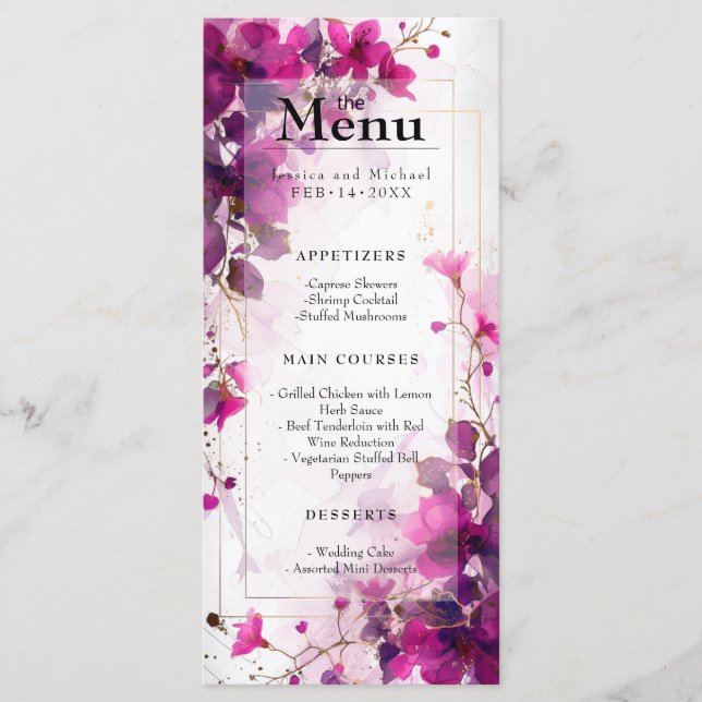 Menu & Beber Encantamento Fuchsia: Cores d'água (Frente)