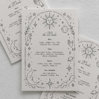 Menu Bebida de Casamento Celestial Vintage