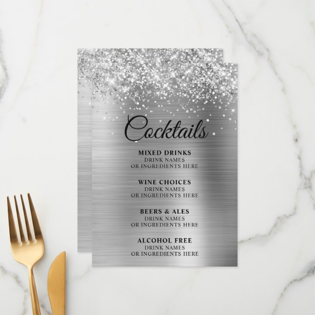 Menu Bebidas com Brilho em Folha de Prata (Frente/Verso In Situ)