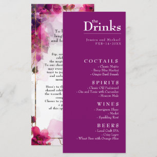 Menu Bebidas Encantamento Fuchsia: Aquarela