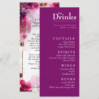 Menu Bebidas Encantamento Fuchsia: Aquarela