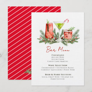 Menu Bebidas Festivas Coquetéis de Natal Bar de Feriado