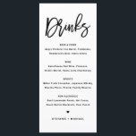 Menu Bebidas Nuptivas De Caligrafia Moderna Negra<br><div class="desc">Adicione estas papelaria de cartão de menu de bebidas personalizáveis à sua capa de tabela de eventos. Apresenta caligrafia moderna e tipografia simples a preto. Este cartão moderno de bar para caligrafia é perfeito para casamentos,  chás de panela,  chás de fraldas e muito mais.</div>