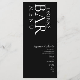 Menu Bebidas Simples Cocktail Vinho Casamento Preto Bra