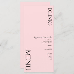 Menu Bebidas Simples Vinho De Cocktail Rosa De Casament