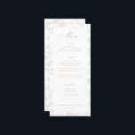 Menu Beige Chinoiserie Floral Wedding<br><div class="desc">Vintage Regency Era Beige Chinoiserie Garden Floral,  cardápio de casamento. Recursos,  elegante padrão floral de jardim de Chinoiserie Style e estrutura de borda frontal.</div>