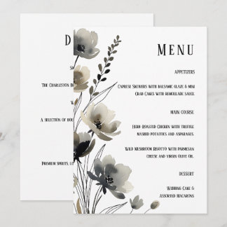 Menu Beige Neutral Floral Wedding