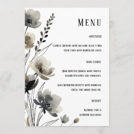Menu Beige Neutral Floral Wedding