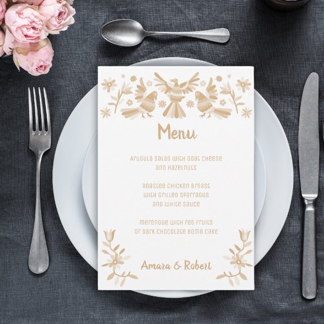 MENU BEIGE OTOMI MEXICAN WEDDING (Criador carregado)