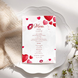 Menu Beijo de namorados cor-de-rosa Festa Chá de noiva