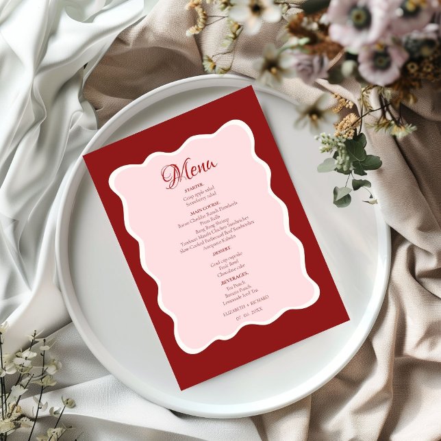 Menu Beijo de Valentino Rosa Festa de Chá de Noiva (Criador carregado)